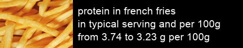 protein in french fries information and values per serving and 100g